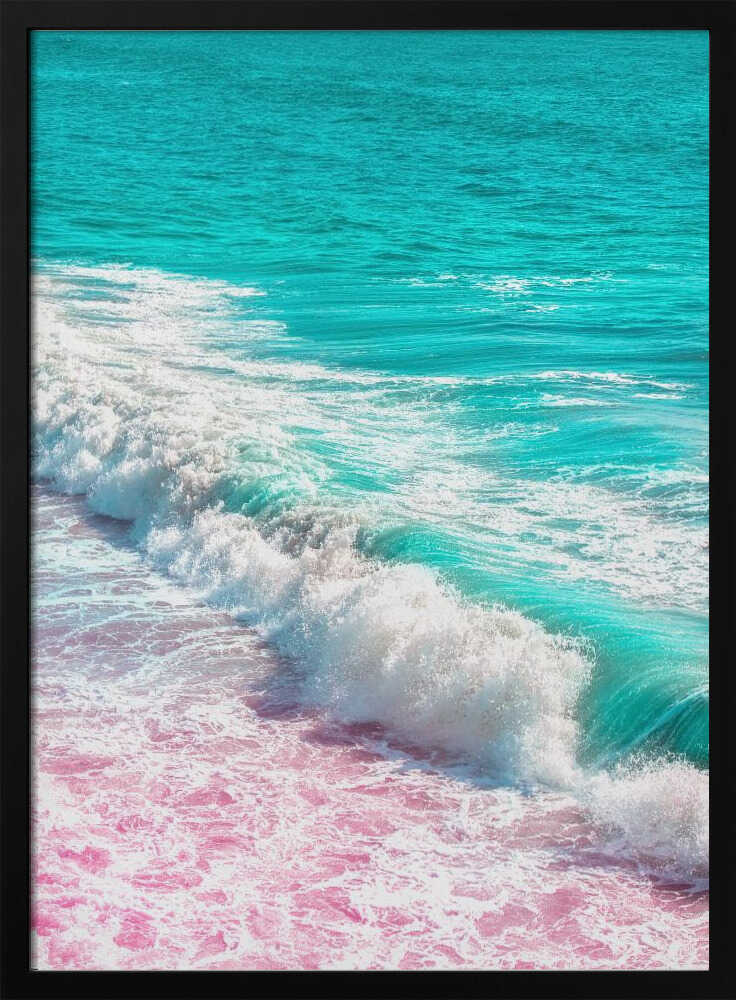 Waves Crashing in Pink and Blue