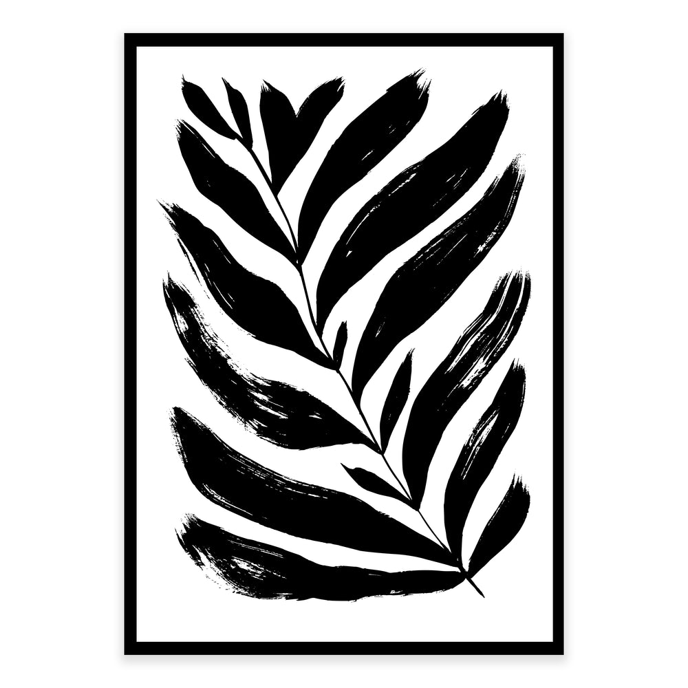 Black And White Painted Fern Wall Art Set 01
