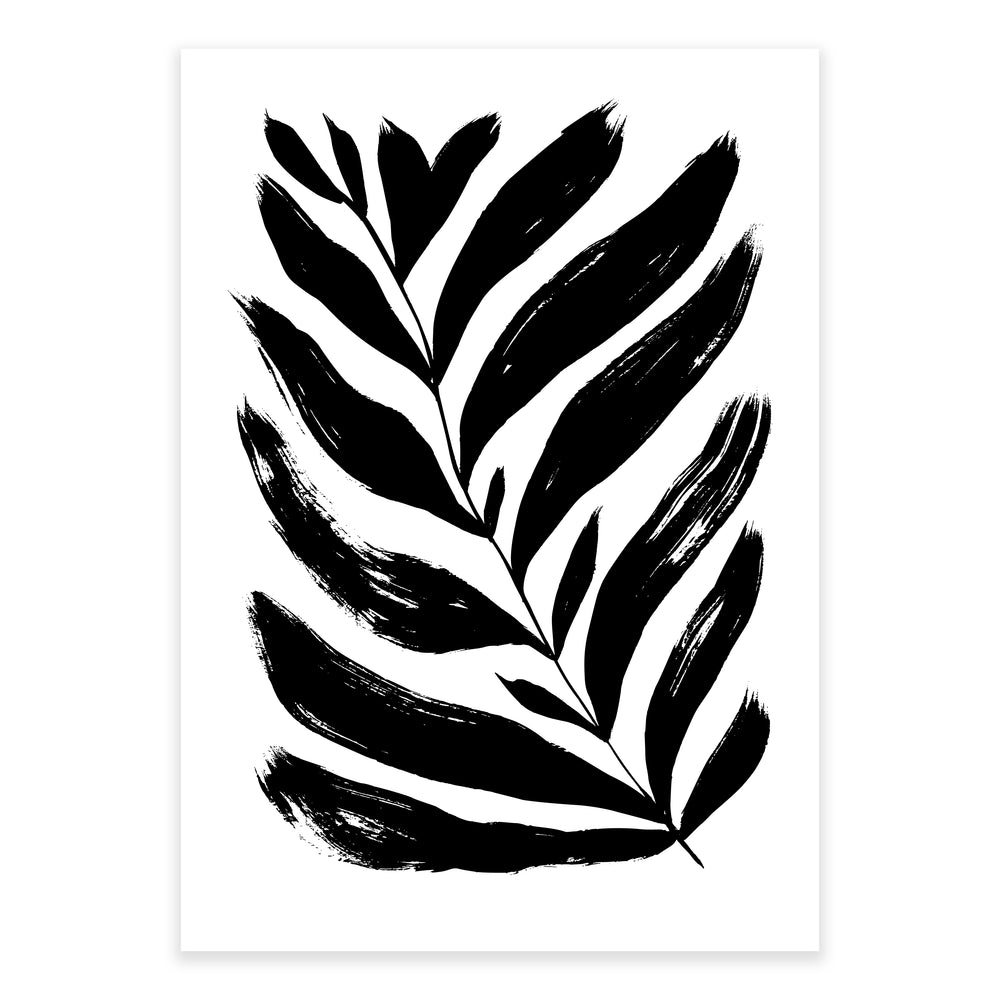 Black And White Painted Fern Wall Art Set 01