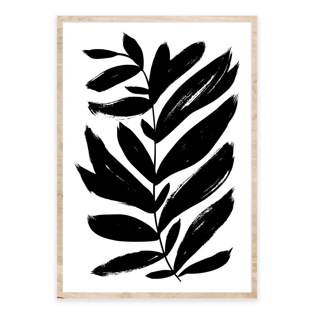 Black And White Painted Fern Wall Art Set 02