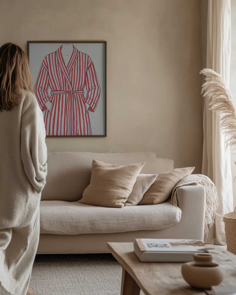 Red and White Striped Bathrobe