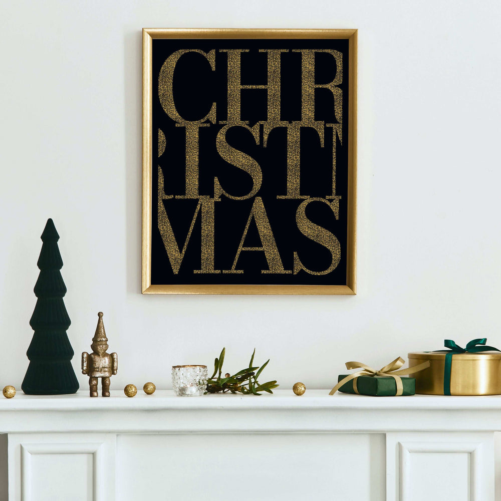 Golden Christmas Festive Print