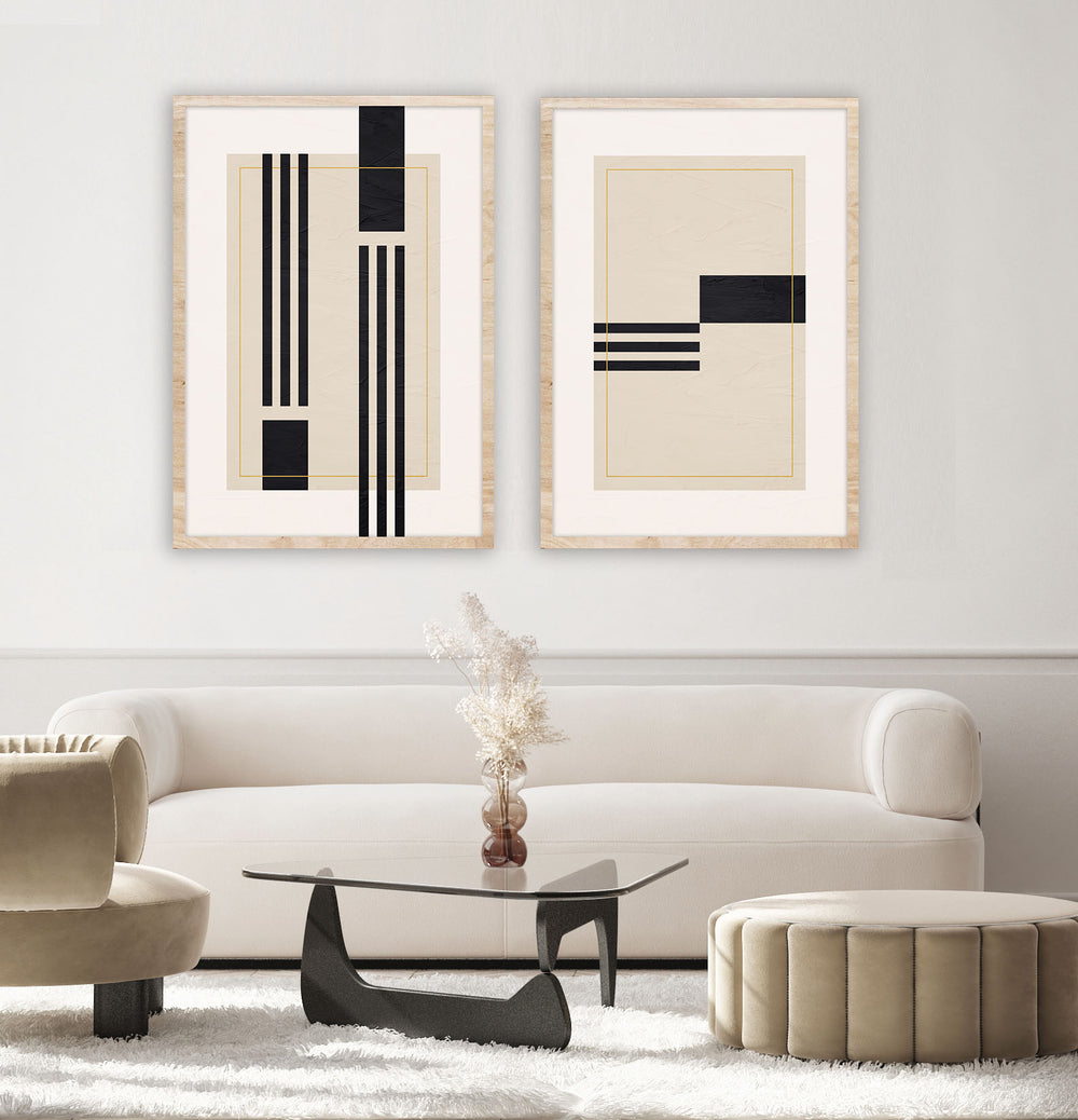 Japandi Geometric Harmony Wall Art - Piece 1