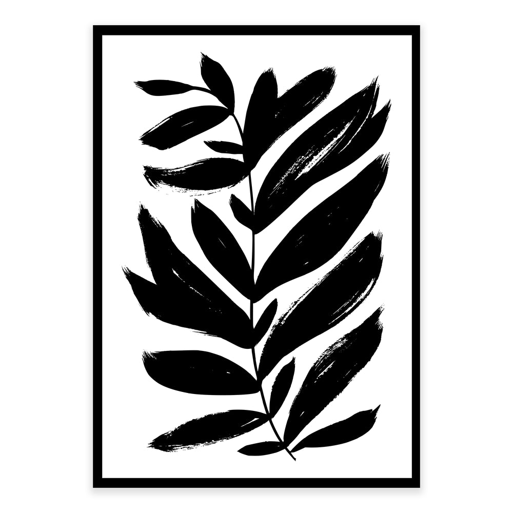 Black And White Painted Fern Wall Art Set 02