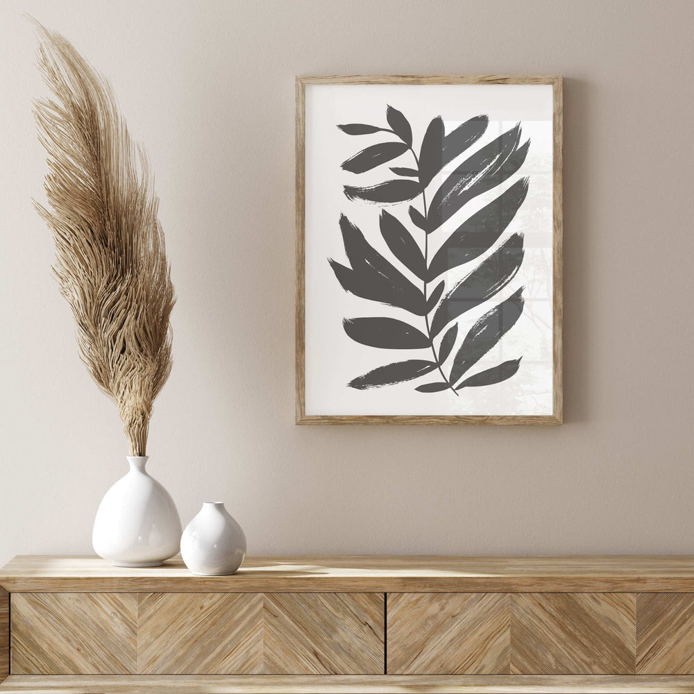 Black And White Painted Fern Wall Art Set 02