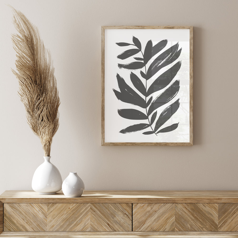 Black And White Painted Fern Wall Art Set 02