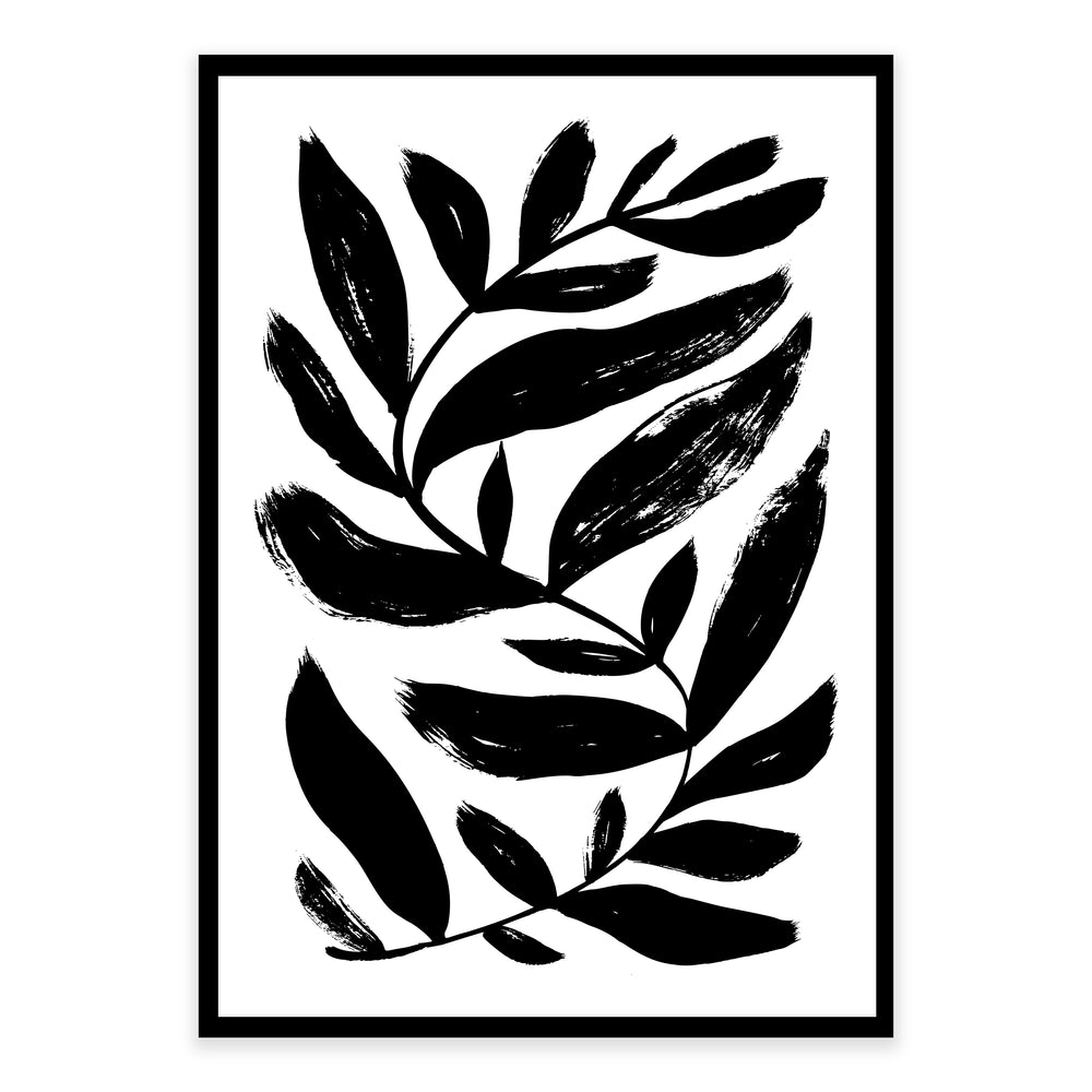 Black And White Painted Fern Wall Art Set 03