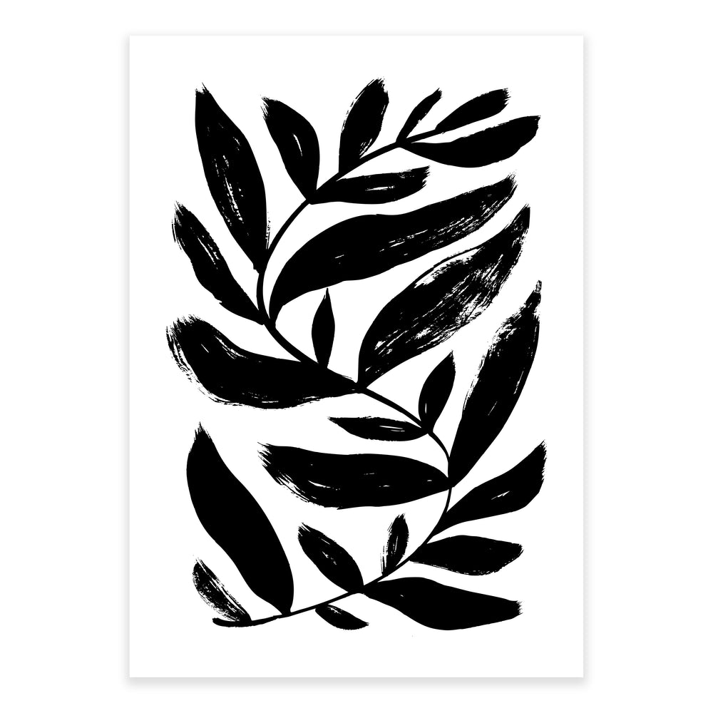 Black And White Painted Fern Wall Art Set 03