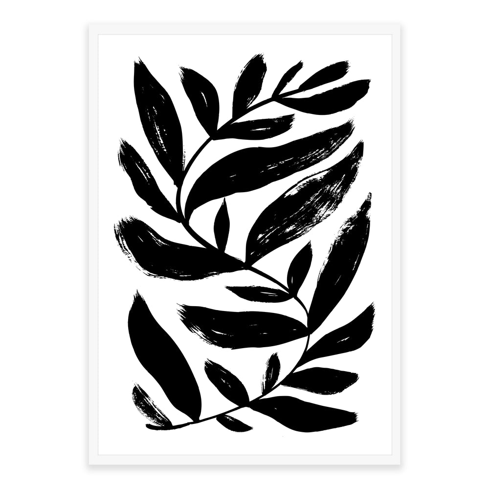Black And White Painted Fern Wall Art Set 03