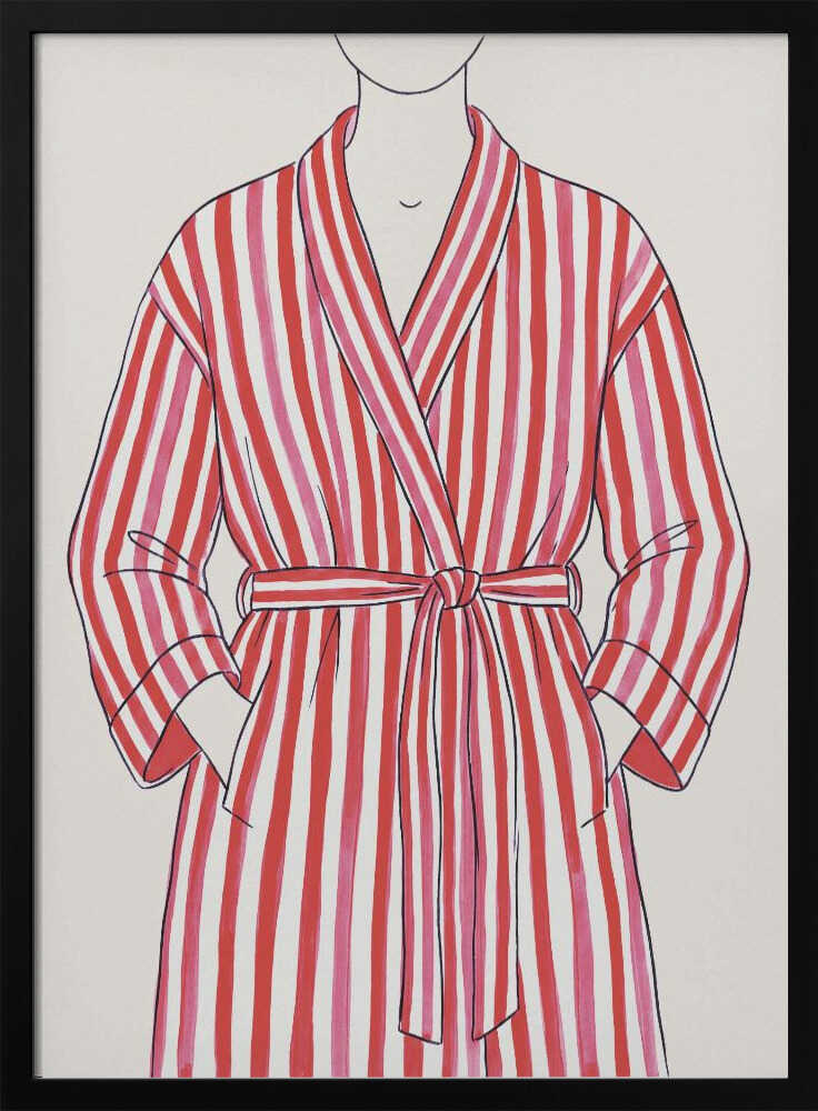 Red and White Striped Bathrobe