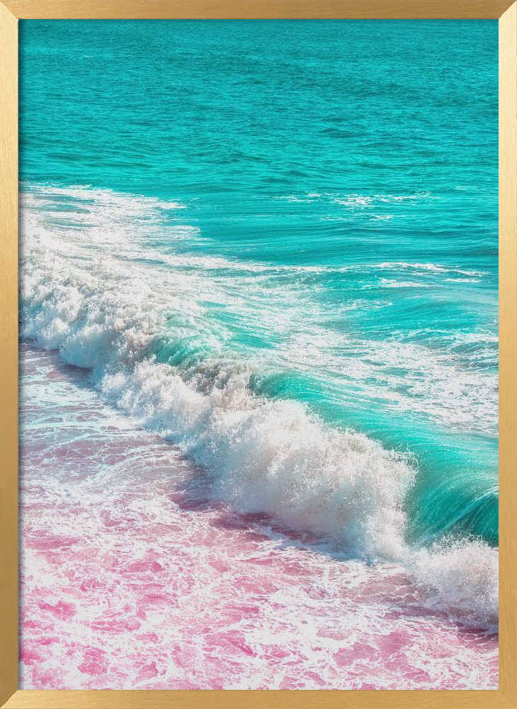Waves Crashing in Pink and Blue