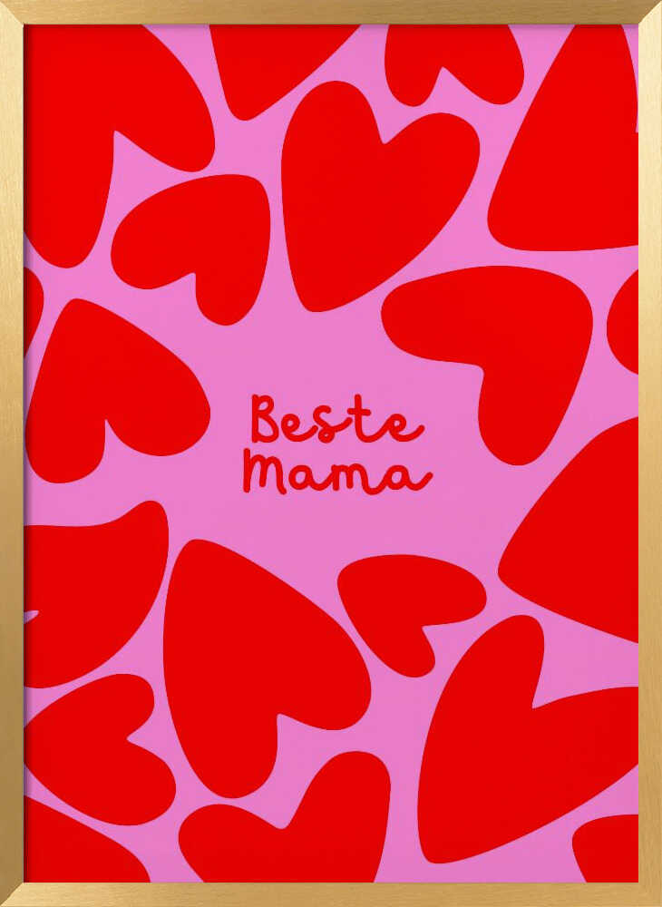 Beste Mama - Herzen rot/pink