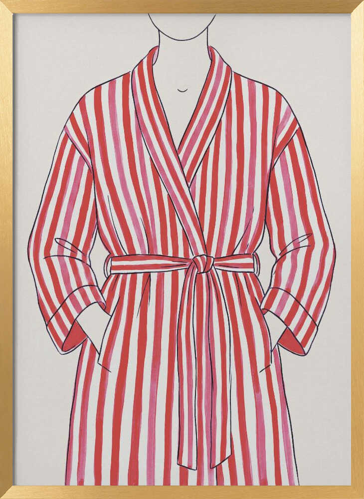 Red and White Striped Bathrobe