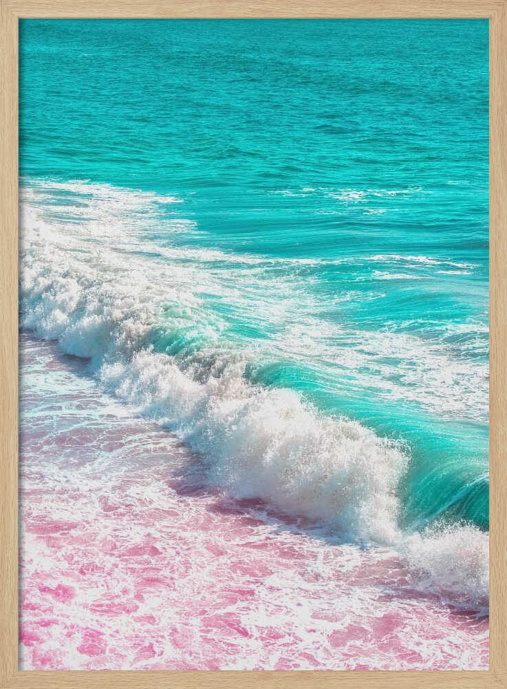 Waves Crashing in Pink and Blue