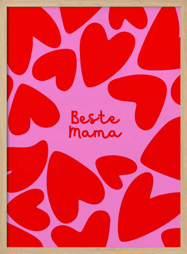 Beste Mama - Herzen rot/pink