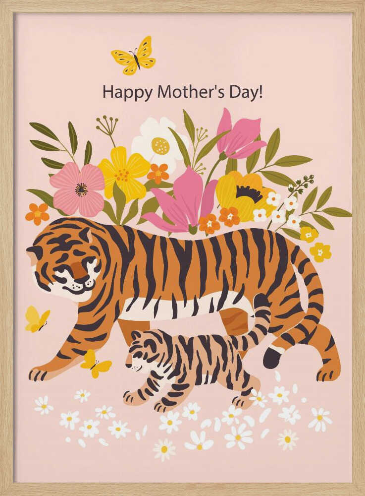 Happy Mother's Day — Tiger & Cub Wall Art Print