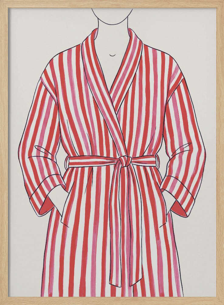 Red and White Striped Bathrobe