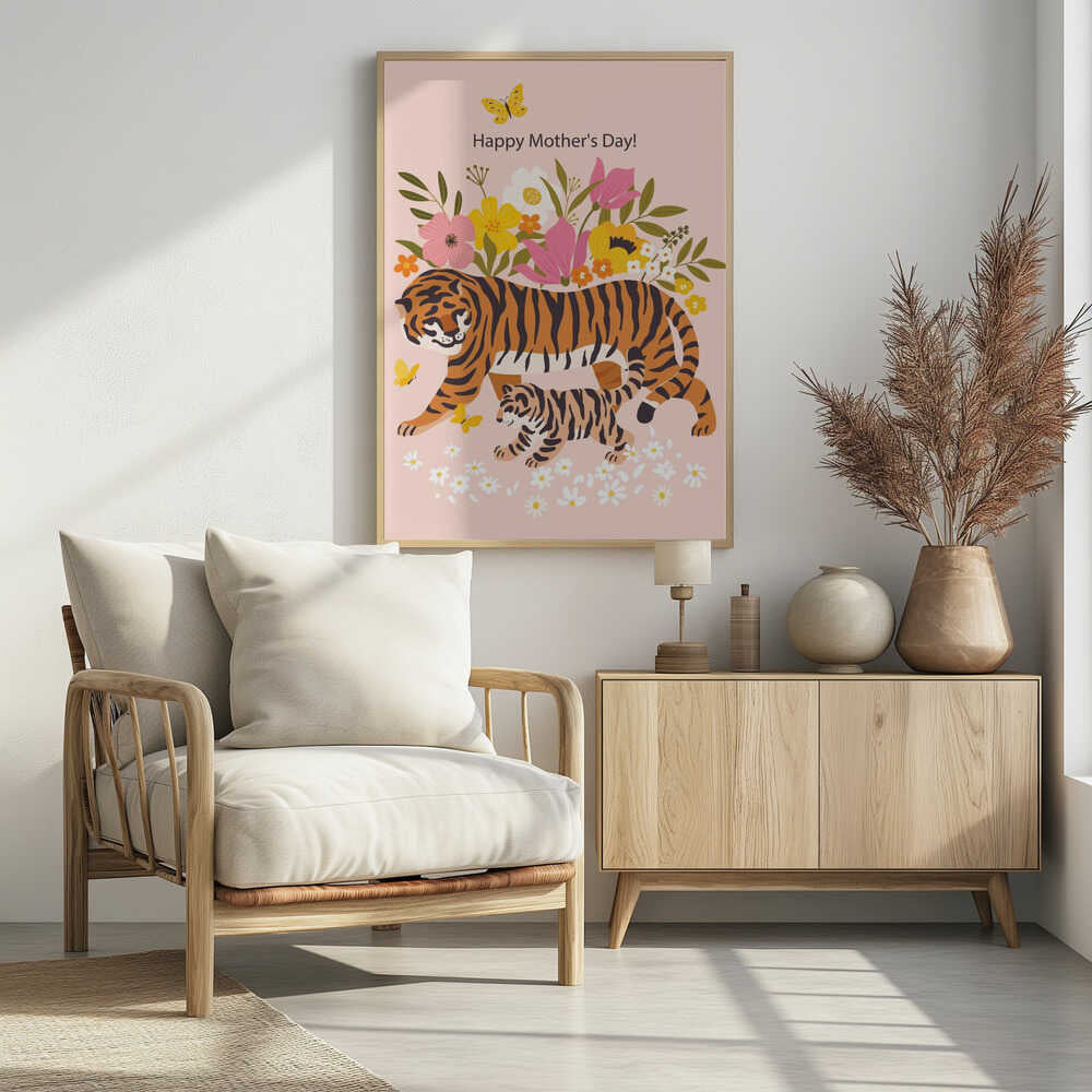 Happy Mother's Day — Tiger & Cub Wall Art Print
