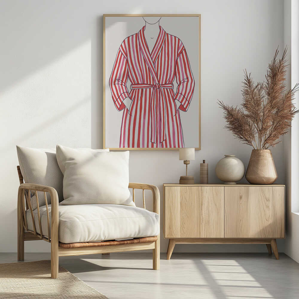 Red and White Striped Bathrobe