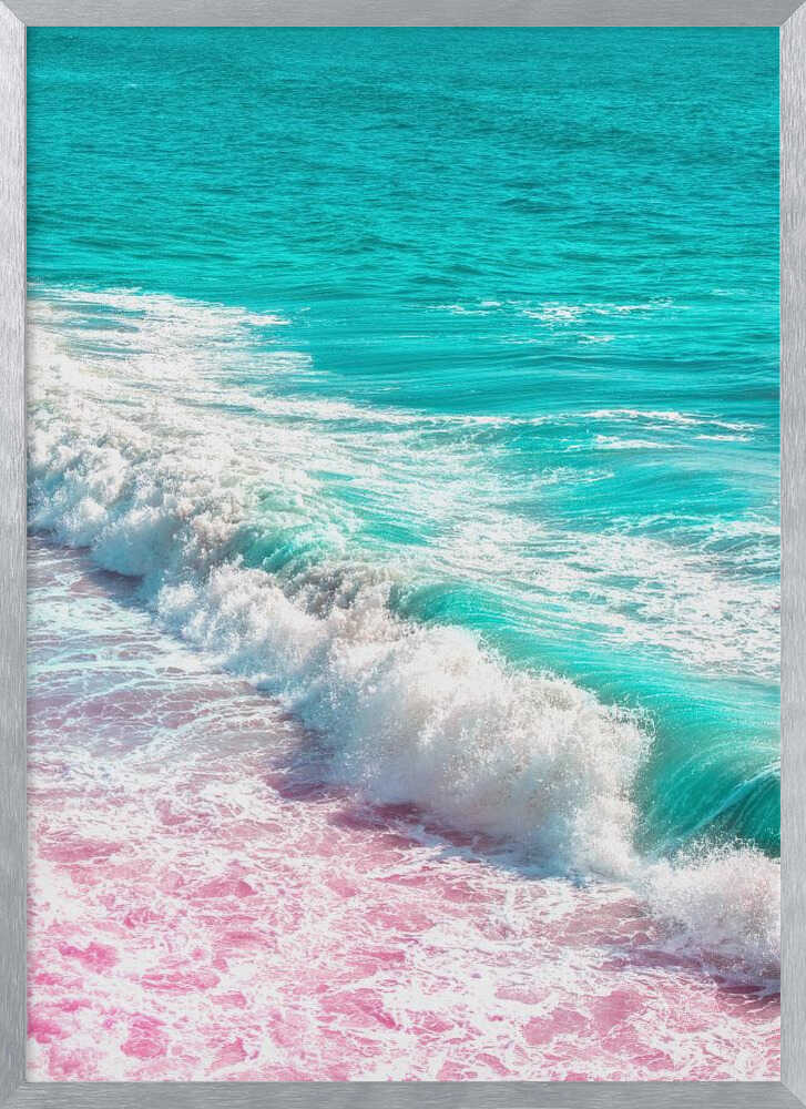 Waves Crashing in Pink and Blue