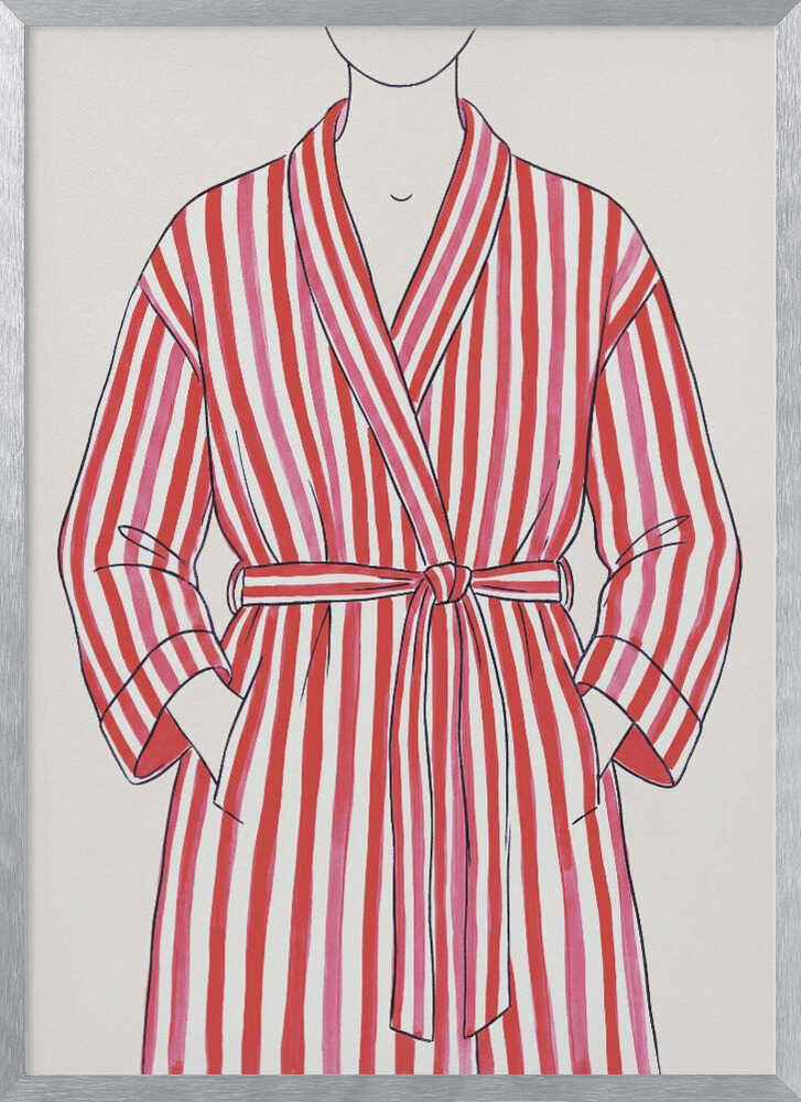 Red and White Striped Bathrobe