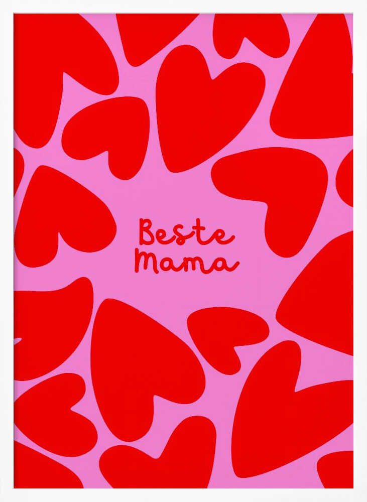 Beste Mama - Herzen rot/pink