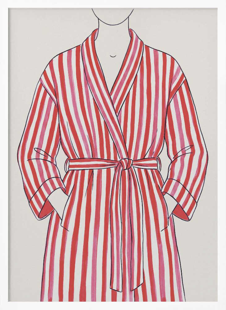 Red and White Striped Bathrobe