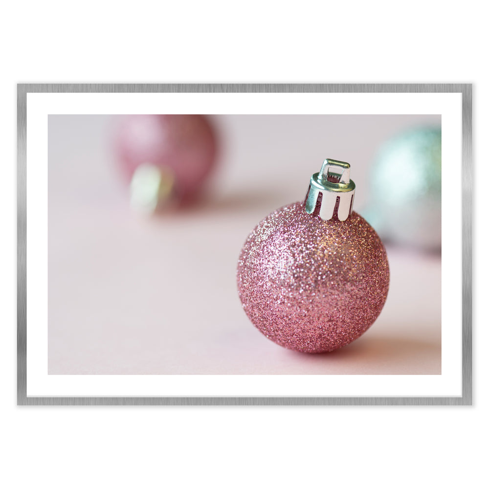 Pink Bauble Festive Photographic Print