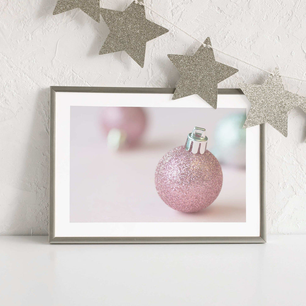 Pink Bauble Festive Photographic Print