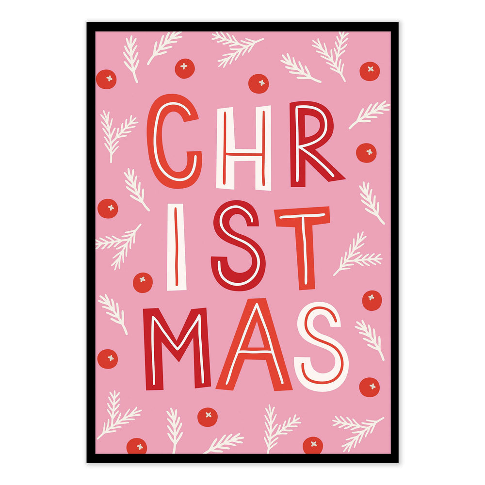 Pink Christmas Festive Graphic Print