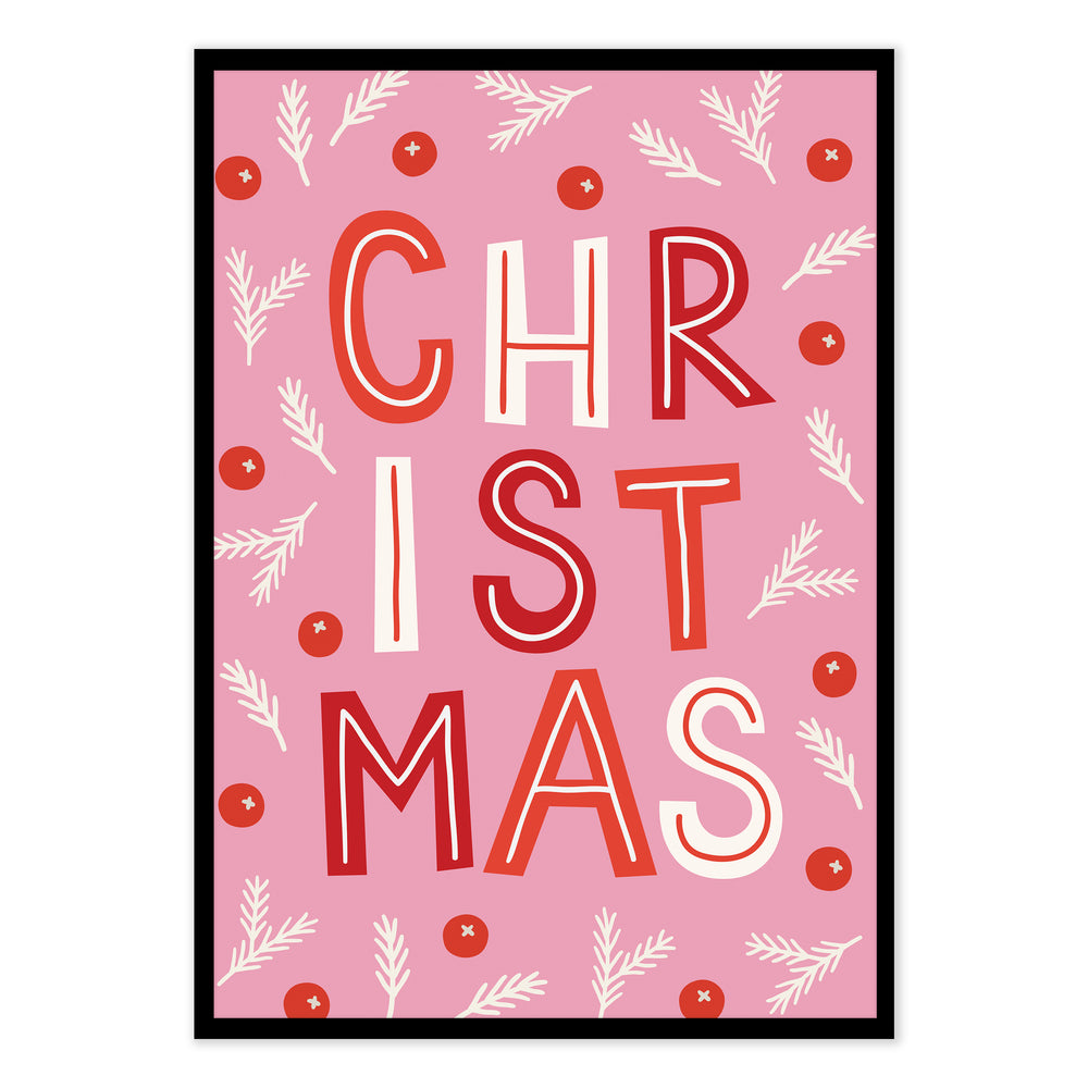 Pink Christmas Festive Graphic Print