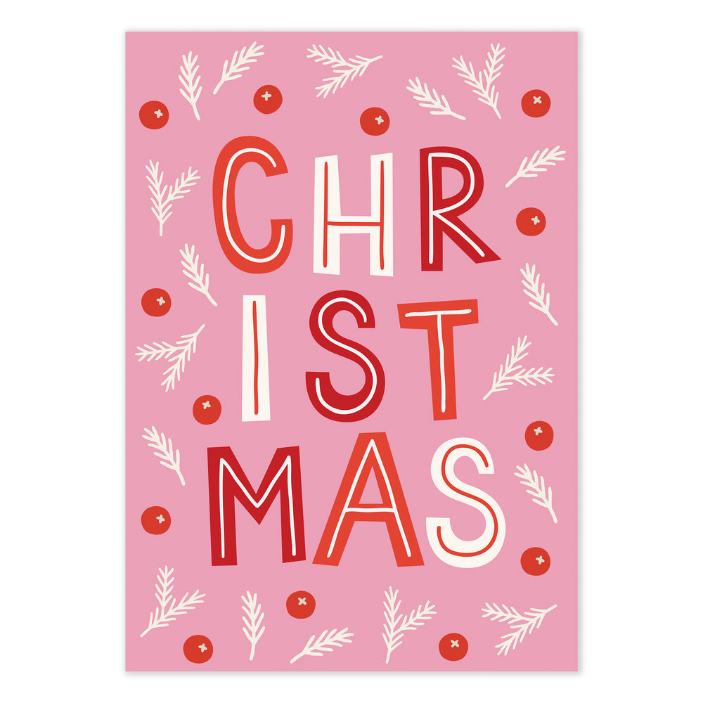 Pink Christmas Festive Graphic Print