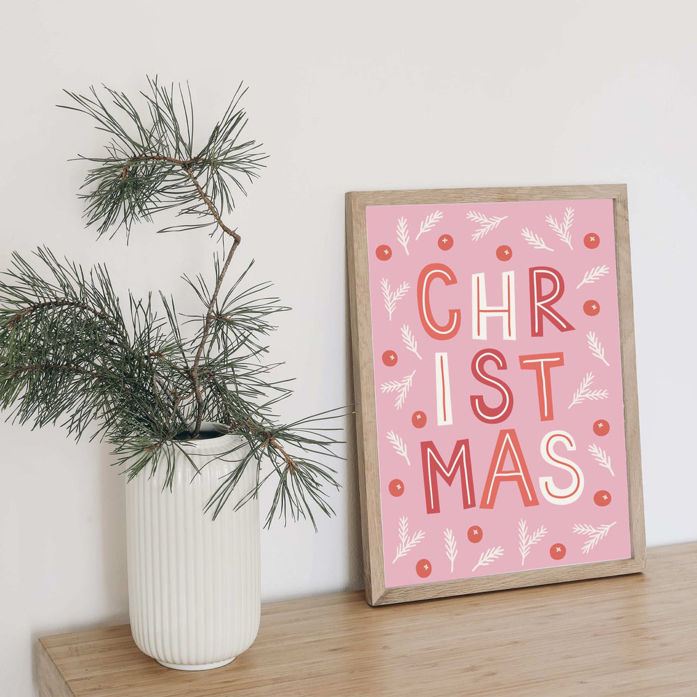 Pink Christmas Festive Graphic Print