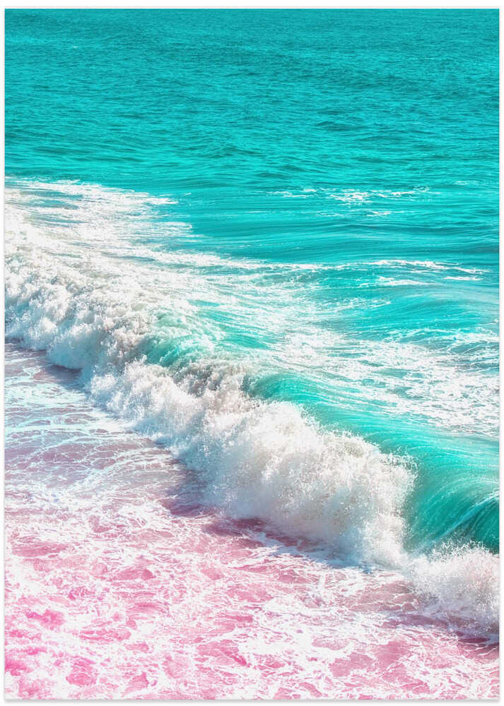 Waves Crashing in Pink and Blue