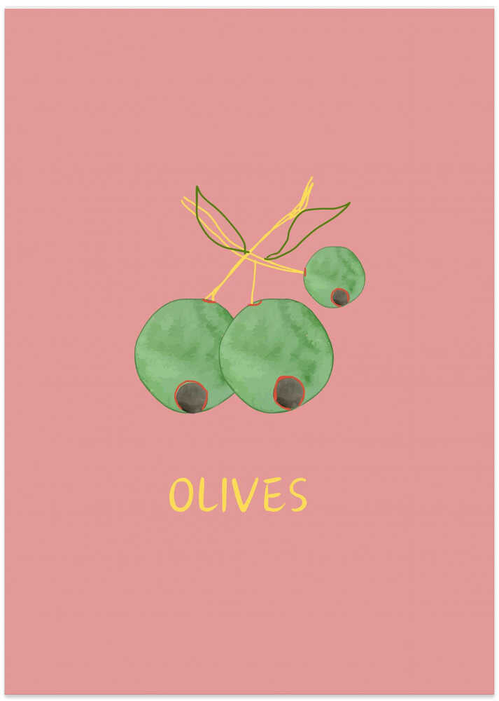 Watercolor Green Olives