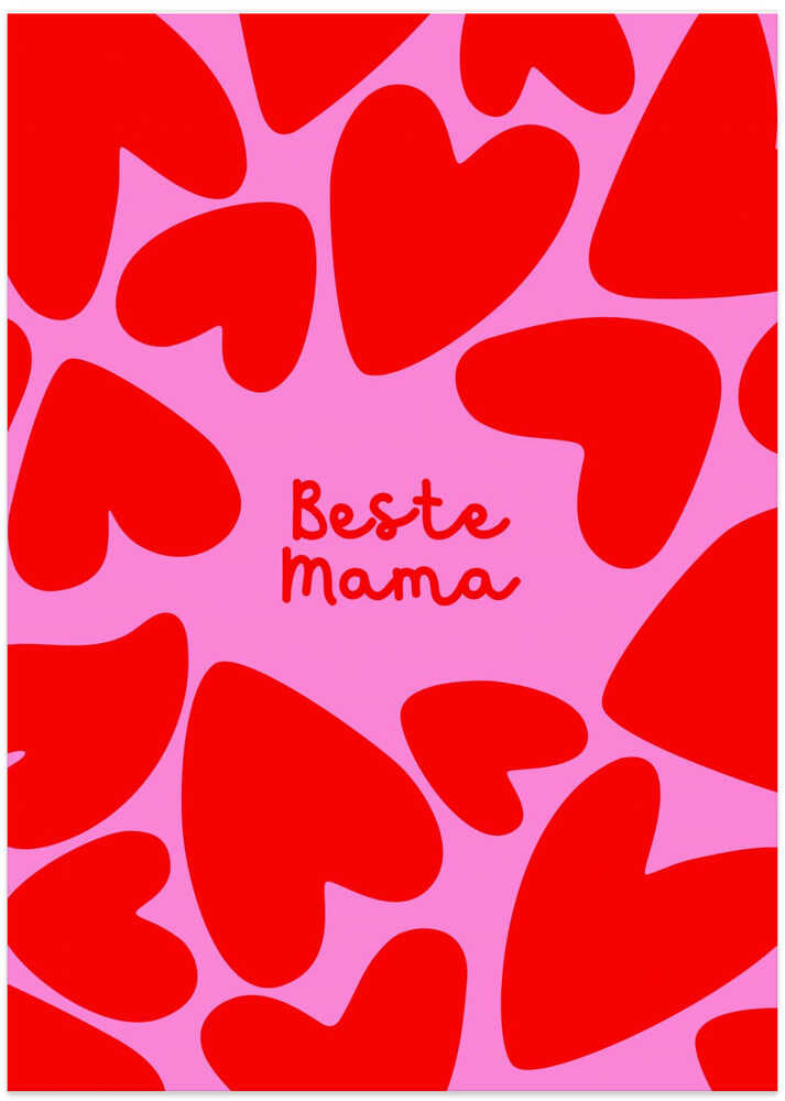 Beste Mama - Herzen rot/pink