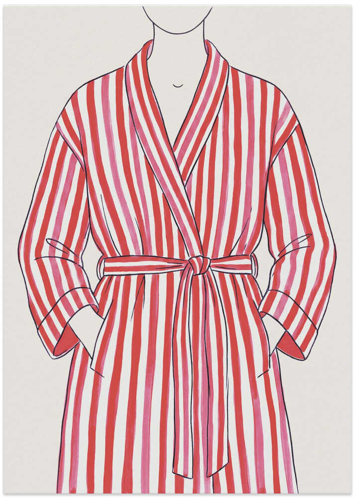 Red and White Striped Bathrobe