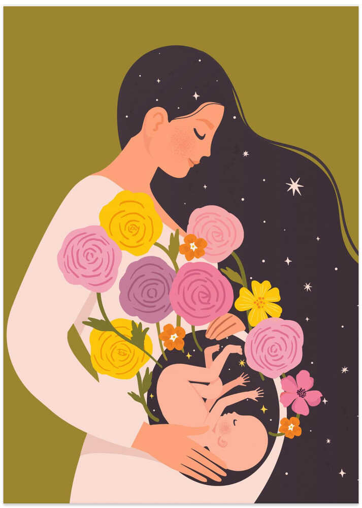 Blooming Motherhood — Pregnancy Wall Art Print
