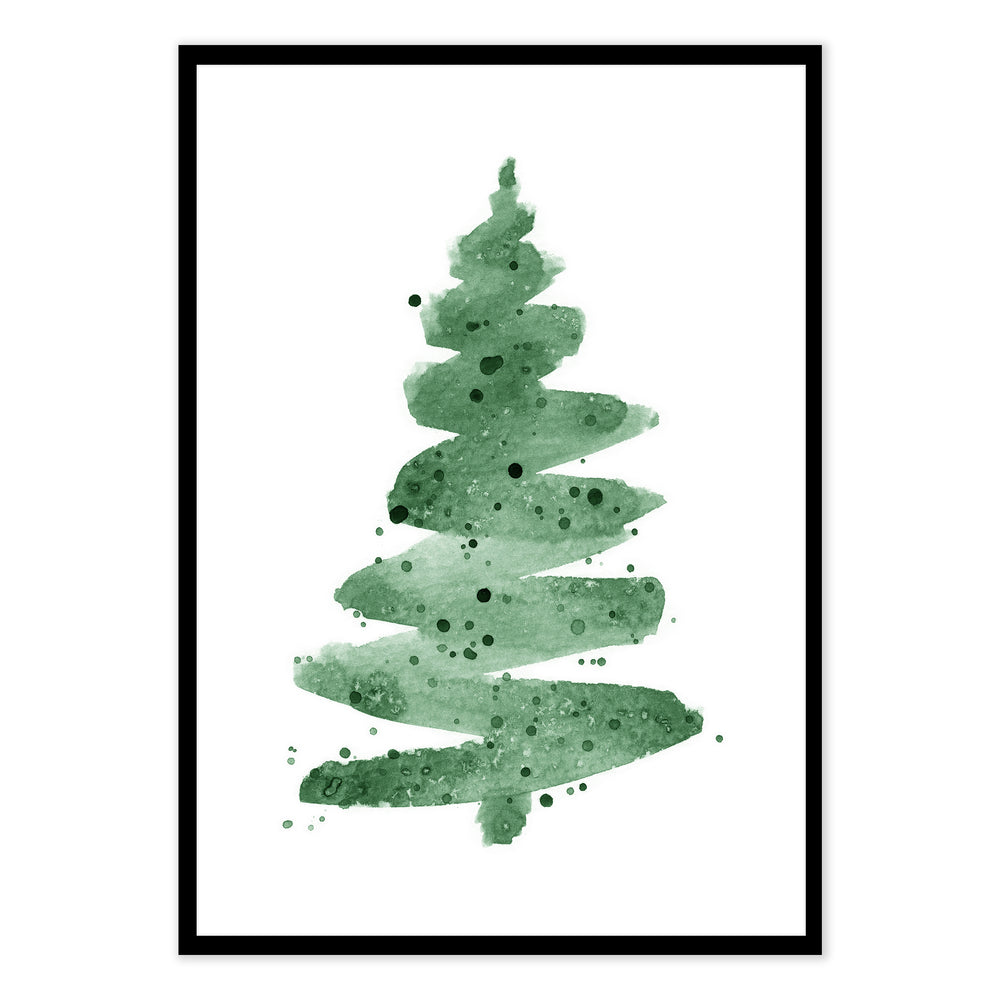 Water Paint Christmas Tree Festive Print