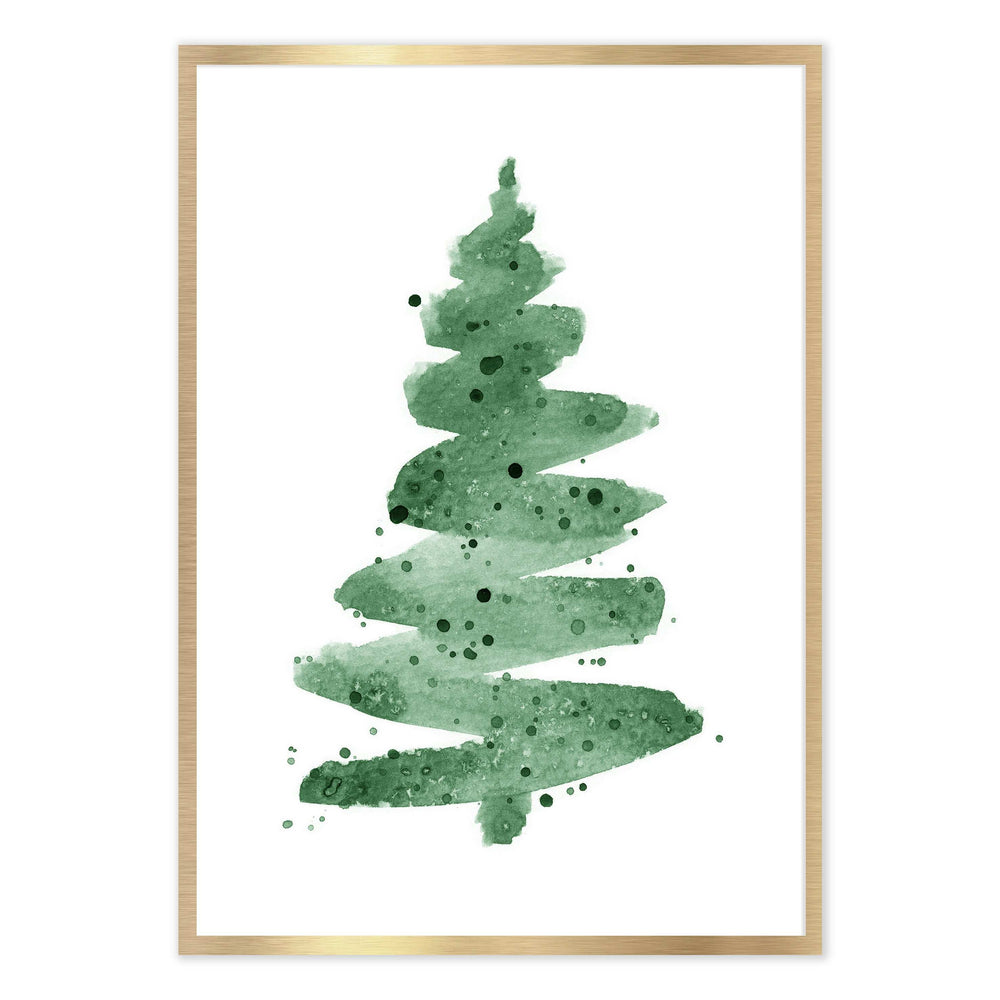 Water Paint Christmas Tree Festive Print