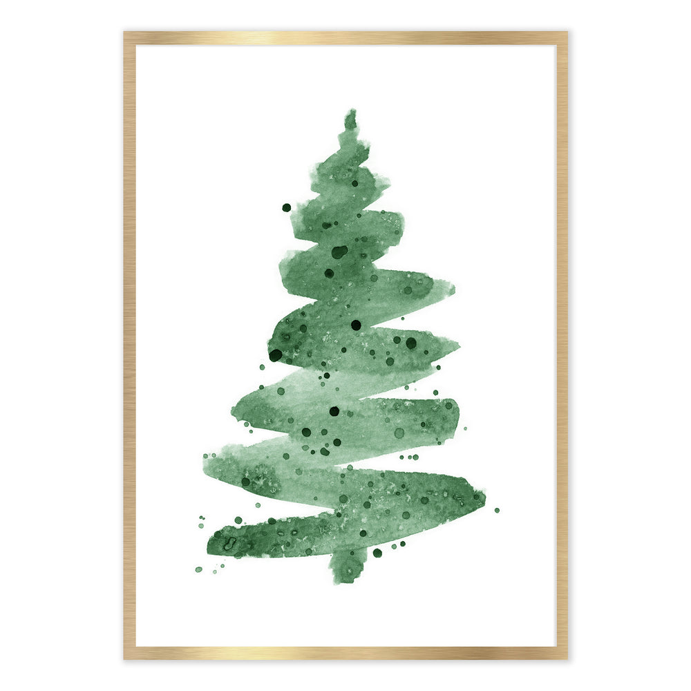 Water Paint Christmas Tree Festive Print
