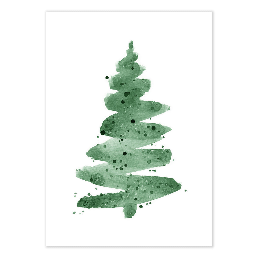 Water Paint Christmas Tree Festive Print