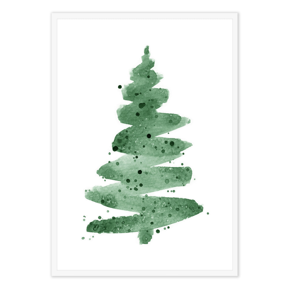 Water Paint Christmas Tree Festive Print
