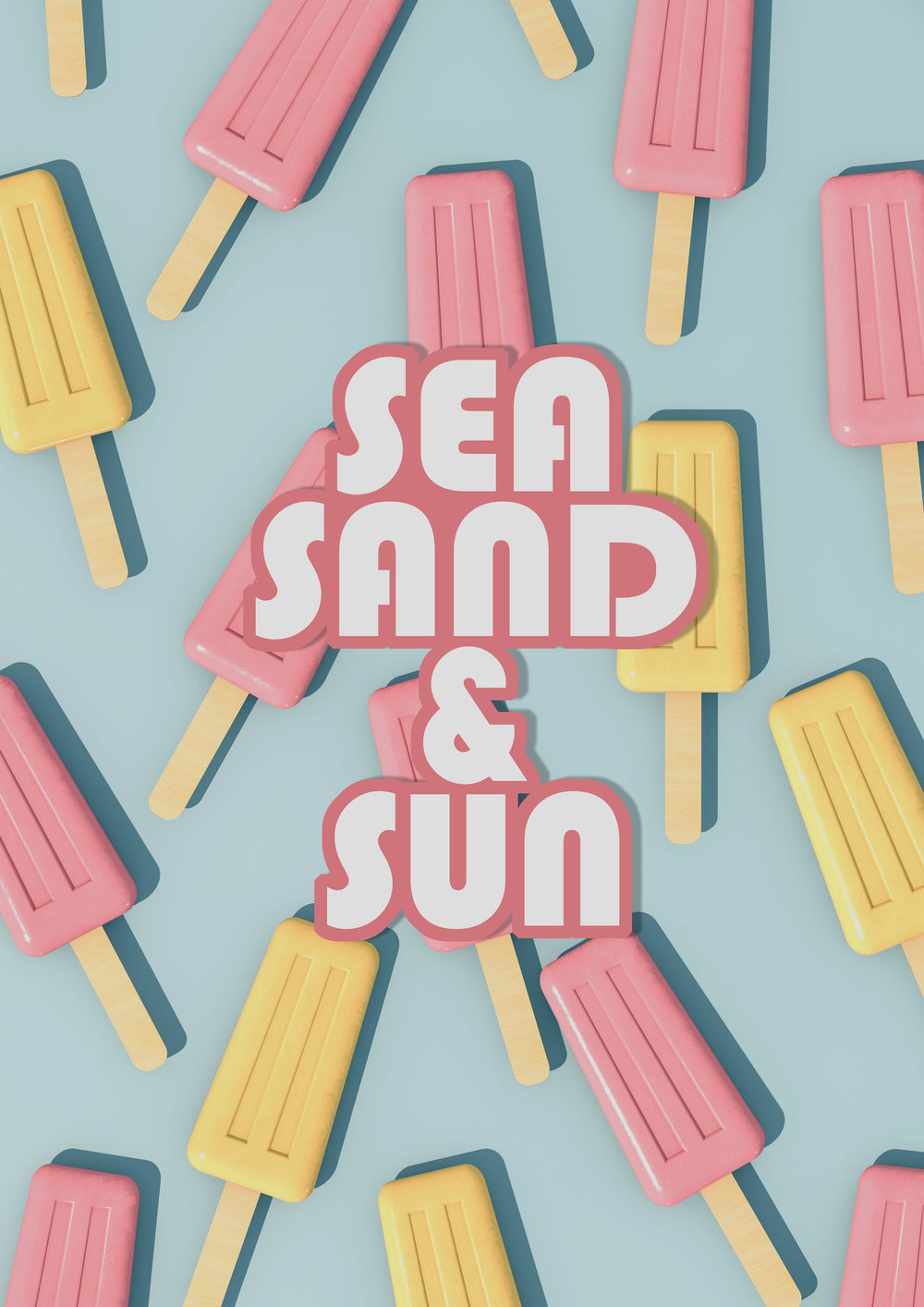 Sea Sand Sun Retro Poster Print