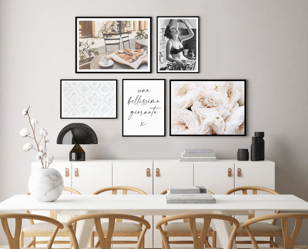 Italian Tiles Cool Toned Framed Wall Art