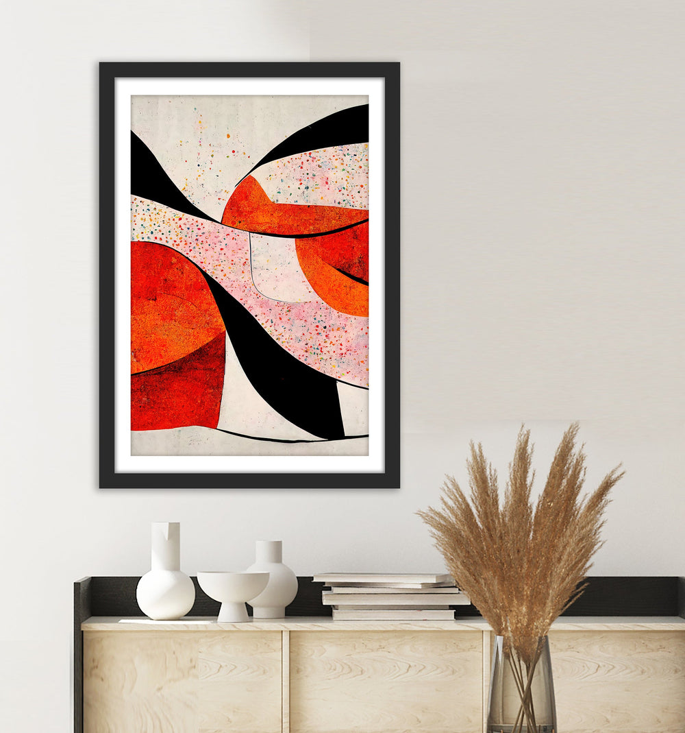 Red and Black Abstract Print