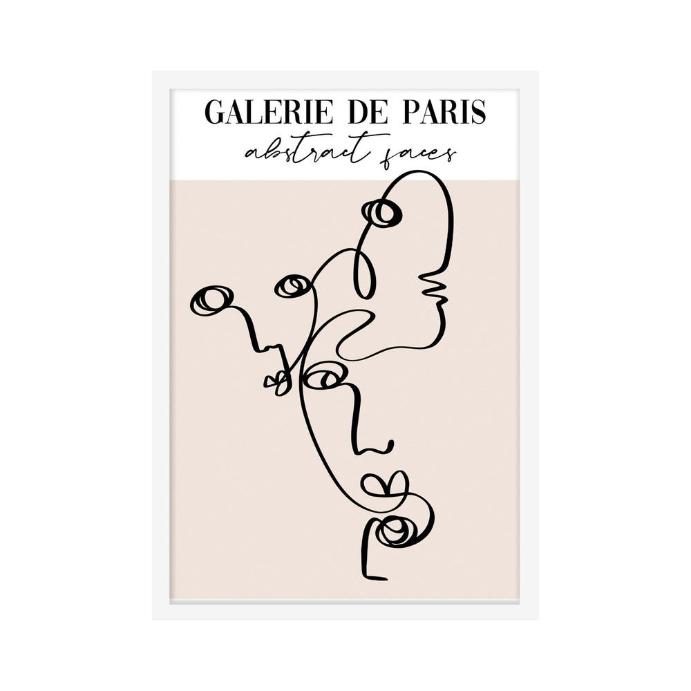 Abstract Faces Single Line Drawing Print