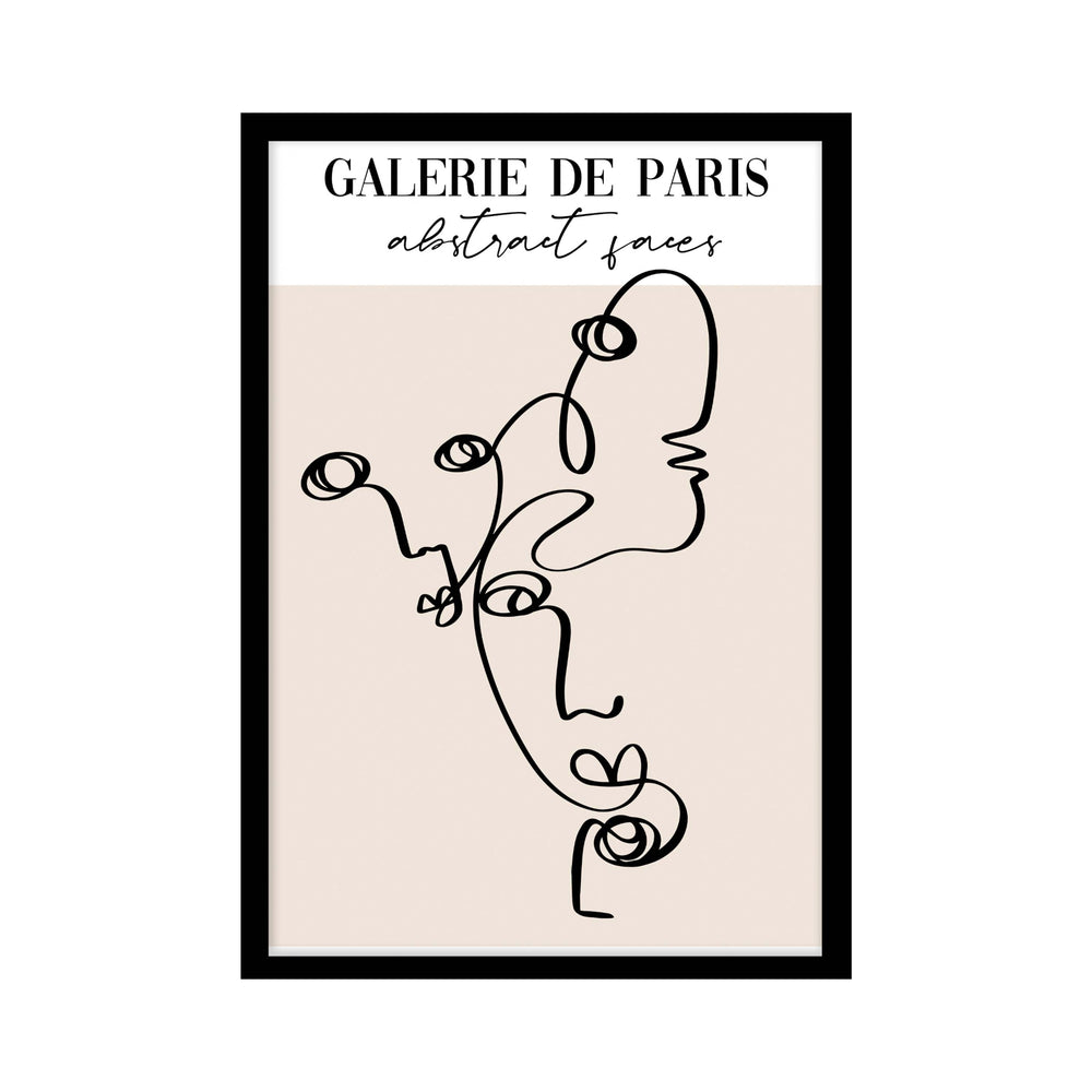 Abstract Faces Single Line Drawing Print