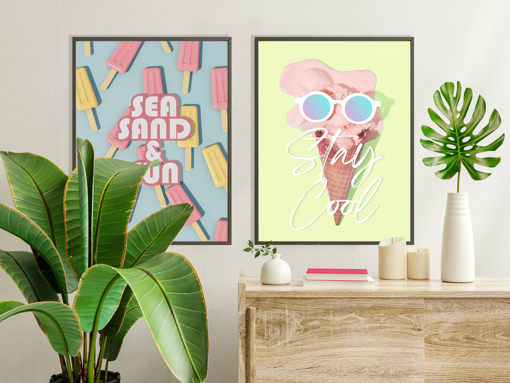 Sea Sand Sun Retro Poster Print