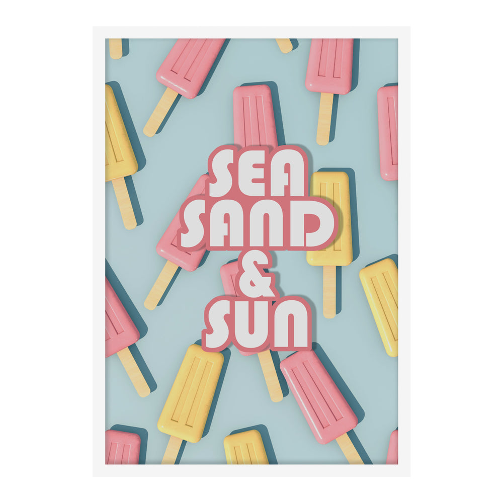 Sea Sand Sun Retro Poster Print